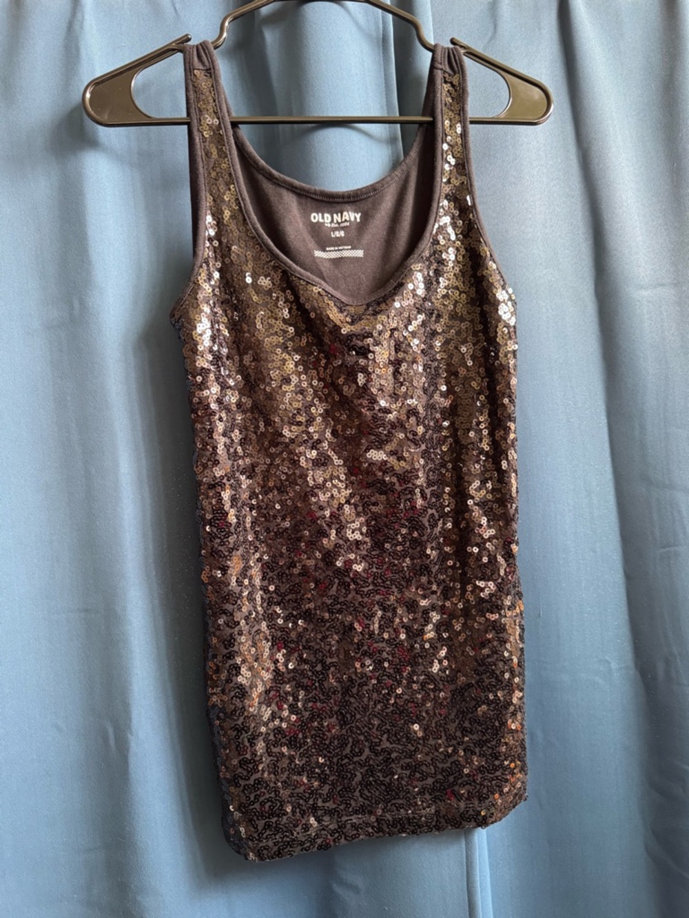 Old Navy Brown Metallic Sequin Tank Dress